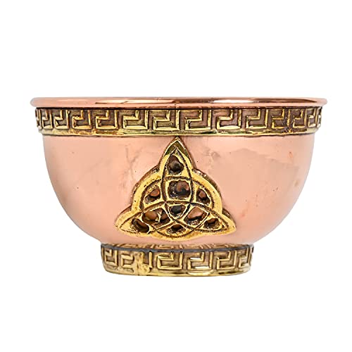 Image of Triquetra Copper Offering Bowl for Altar Use, Rituals, Incense, Smudging, and Decoration 3 Inches