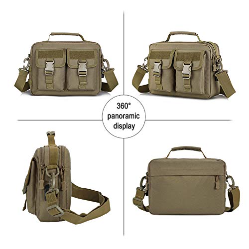 Huntvp Multifunction Tactical Messenger Bag Nylon Shoulder Briefcase Handbags With Usb Port,Brown #TOP1