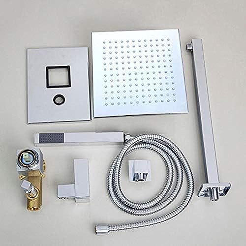 Panel de ducha para baño de 10 pulgadas con LED, lluvia y cascada, montado en pared, juego de ducha con rociador de mano miniatura 4