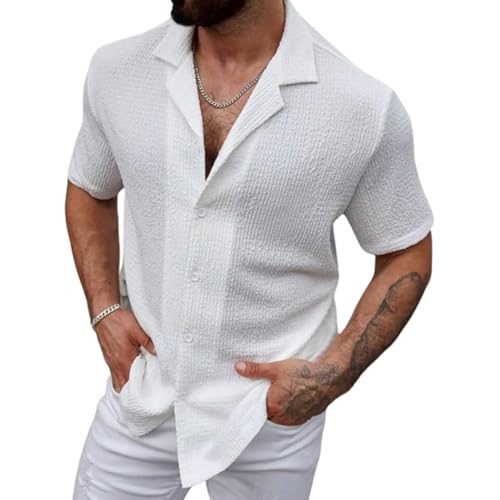 Image of COMBRAIDED Men's Regular Fit Cotton Blend Shirts | Half Sleeve Solid Pattern | Casual Wear for Everyday Style