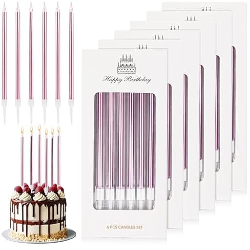JYSNOW 36 Piezas Velas de Cumpleaños en Forma de Lápiz, Largas Cilíndrico Elegantes con Soporte de Base de Plástico Velas Cumpleaños, para Pasteles para Cumpleaños, Bodas, Fiesta, Decoración (Rosa) | Ya disponible en tu tienda friki favorita! En mundofriki.es!