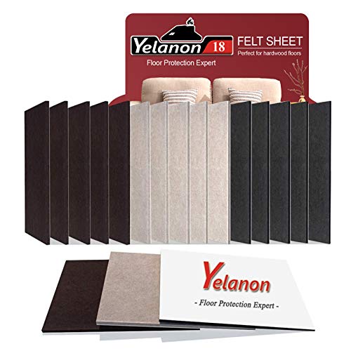 Yelanon Felt Furniture Pads 18 Pieces 8" x 6" Furniture Pads Self Adhesive, Cuttable Felt Chair Pads, Anti Scratch Floor Protectors for Furniture Legs Furniture Couch Felt Feet Hardwood Floor