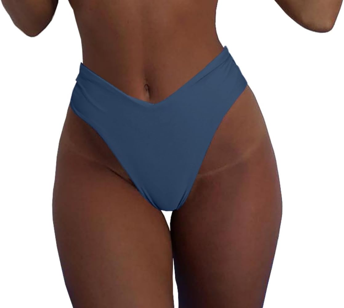 geluboao Women's Bikini Bottom Sexy V Cut High Cut Swimsuit High Waisted Bathing Suit Bottoms - Image 2