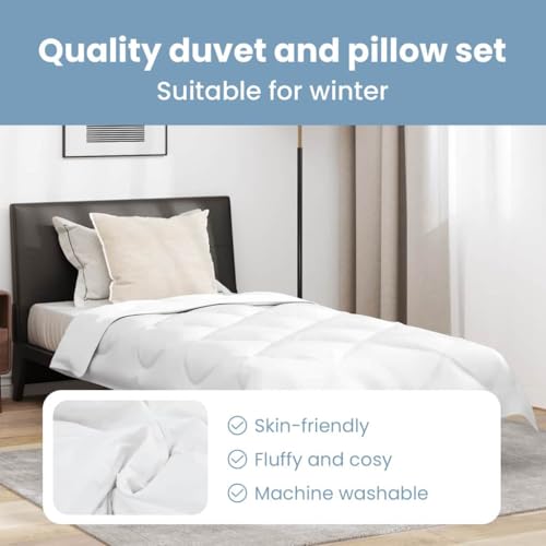 Vidaxl Piumone Con Cuscino 2 Pcs Bianco Microfibra - 4