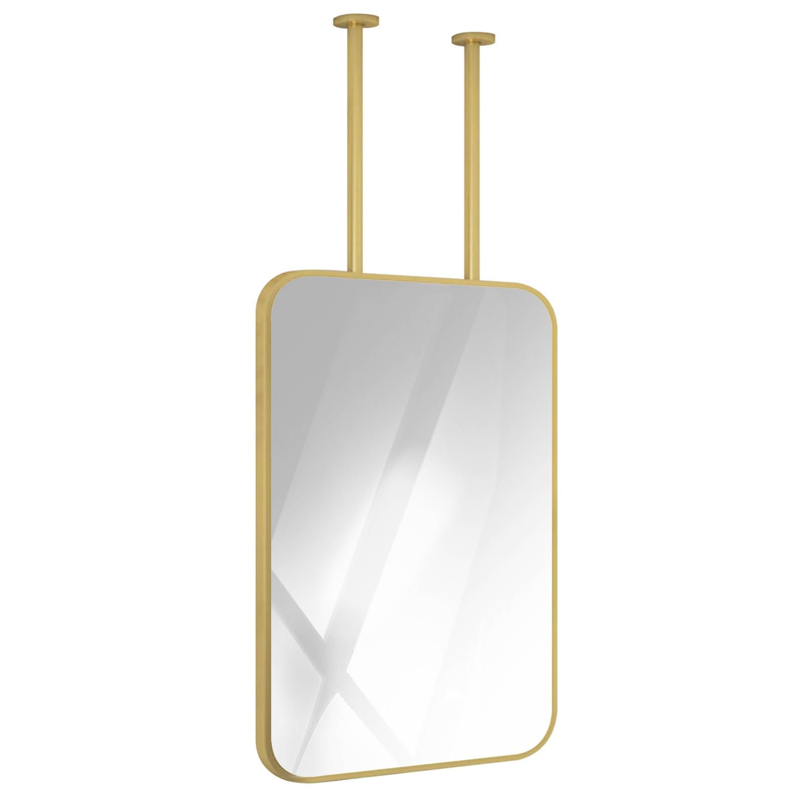 SXFSDOU Gold Rectangular Bathroom Mirror, Entryway Bedroom Living Room Freestanding Mirrors, Vanity Make-up Decorative Mirror - Customizable Boom(50cmx70cm)