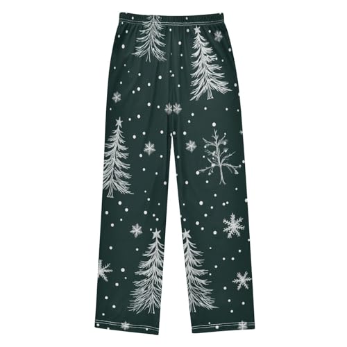 ZZXXB Xmas Trees with Snow Boys Long Pants Soft Trousers Elastic Waist Kids Lounge Bottoms with Pockets S-XL2