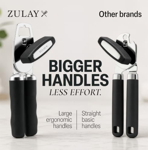 Image of Zulay Kitchen Manual Can Opener Heavy Duty Patented Stainless Steel, Black