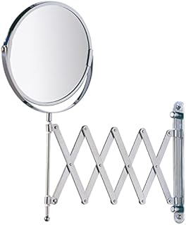 Wenko 15165100 Wallmounted beauty mirror Telescope Exclusive, mirror surface ø 17cm, 300% magnification, Metal Steel, 19 x 38.5 x 50 cm, Chrome