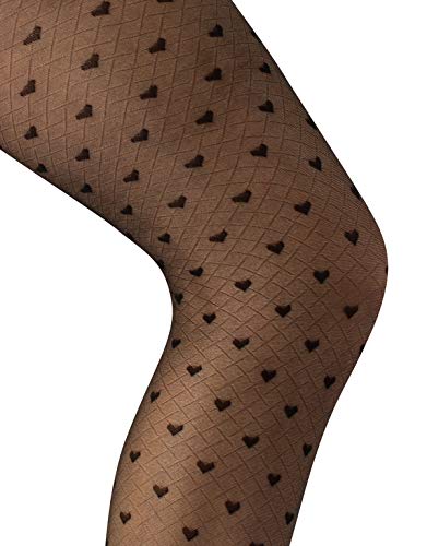 CALZITALY - Sheer Fashion Patterned Tights with Little Hearts | Black | S/M, L/XL | 20 DEN | Made in Italy4