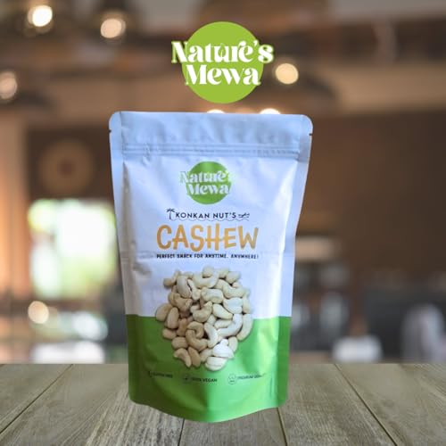 Image of NATURE'S MEWA Konkan Cashew Nuts W320 Premium Whole Kaju | Crunchy & Fresh Natural Cashews for Snacking, Cooking & Sweets | Rich in Protein & Healthy Fats 200 GM