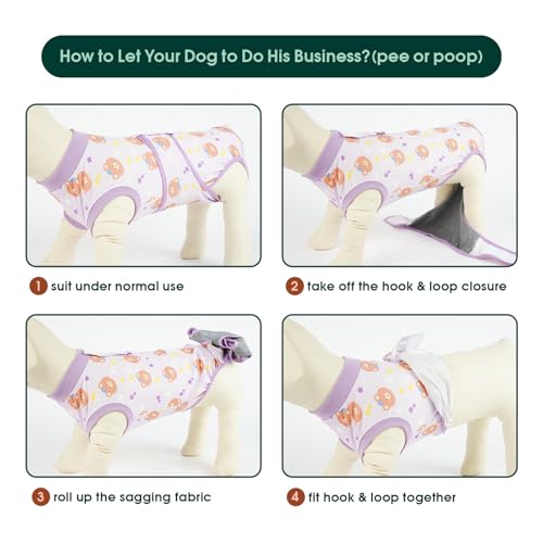 Image of Kuoser Dog Surgery Recovery Suit, Soft Breathable Dog Recovery Suit for Female Spay Male Nueuter, Anti Licking Puppy Onesie Pet Surgical Suit for Dogs Abdominal Wounds Skin Disease, Bear M