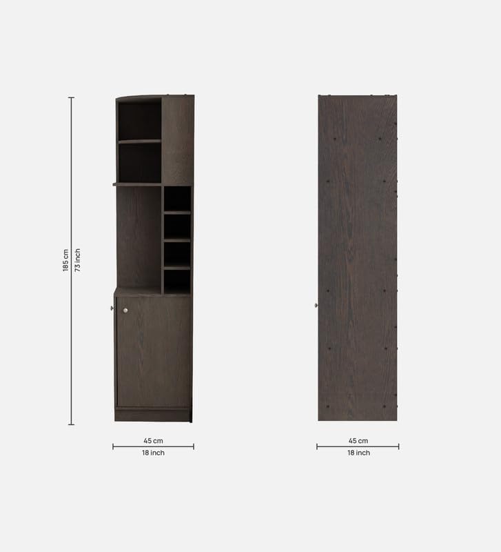 Image of Burgh Bar Unit for Home | Engineered Wood Bar Cabinet | Dark Wenge Finish | Elegant Storage Design | Sturdy & Space-Saving | Easy Knock-Down Assembly