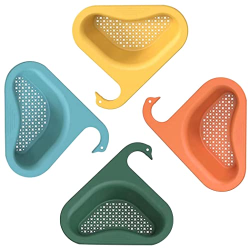 Sink Drain Shelf Plastic, 4 Pcs Triangular Sink Food Waste Strainer and Sponge Holder, Corner Basket for Soap, Sponge, Scrubber, PP Polypropylene, Space Saving Kitchen Sink Accessory - Image 5