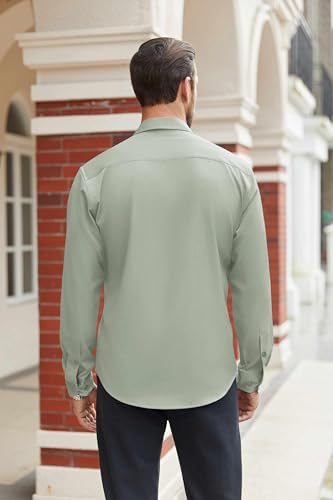 Image of COOFANDY Mens Stretch Dress Shirts Long Sleeve Button Down Shirt Regular Fit Formal Business Shirts