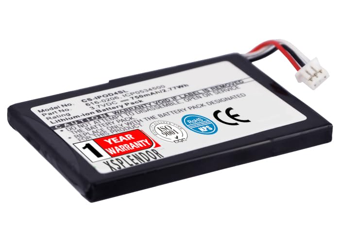 XSPLENDOR Replacement Battery for Apple iPod 4th Generation Part NO APPLE616-0183 616-0206 616-0215 AW4701218074 ICP0534500