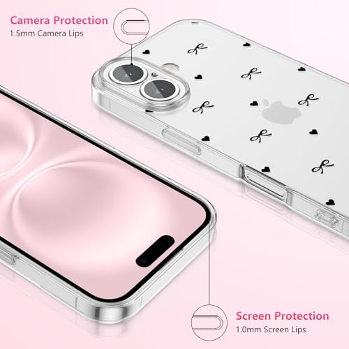 Coque iPhone 16 esthétique fine et transparente anti-rayures fille
