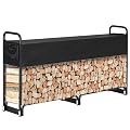 ClassyThreads 8FT Outdoor Firewood Rack Holder With Adjustable Waterproof Cover, Heavy Duty Logs Stand Stacker Holder for Fireplace Wood Storage, Firewood Holder for Outdoor Indoor Patio