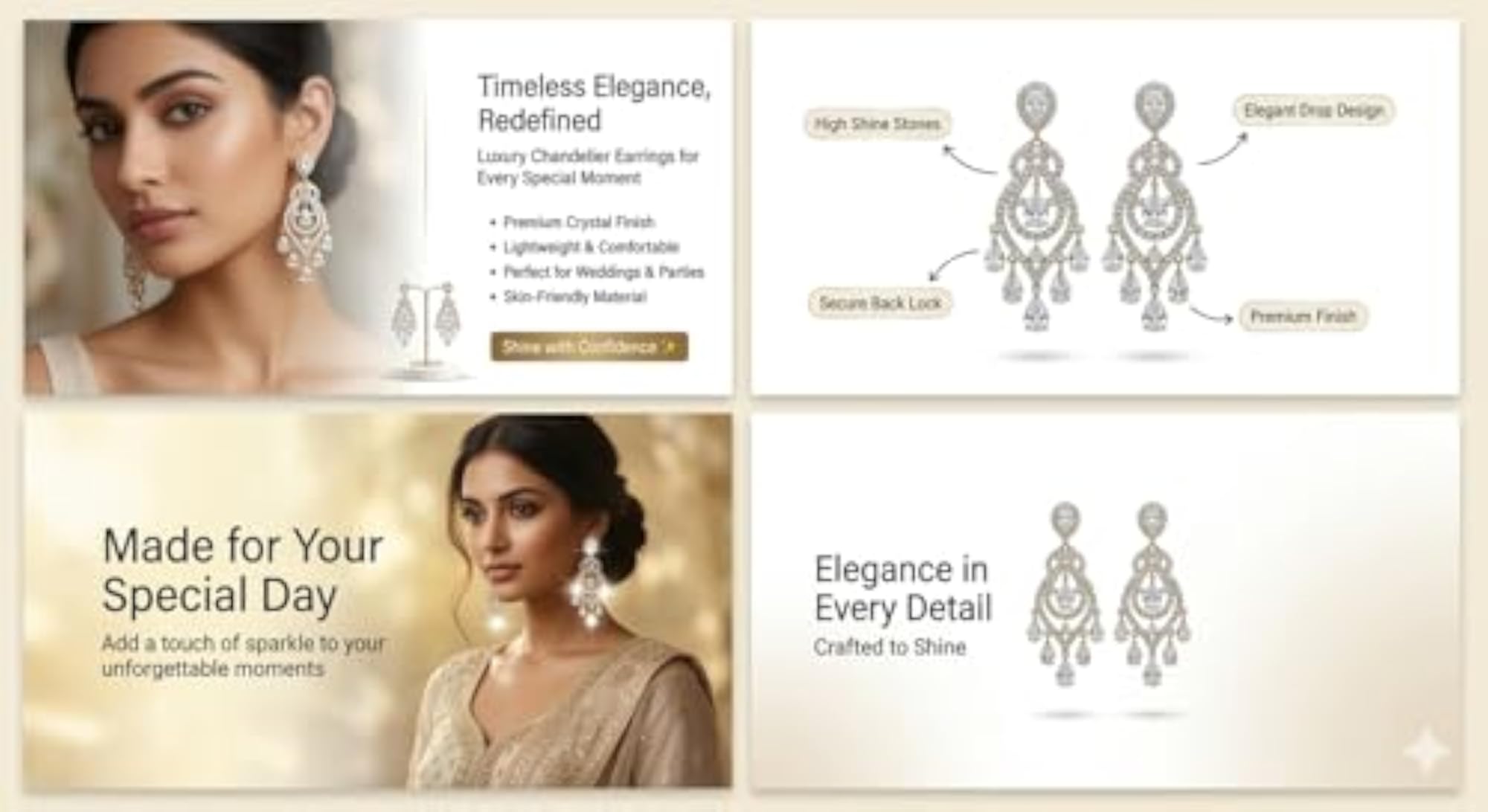Luxury Crystal Drop Dangle Earrings for Women
