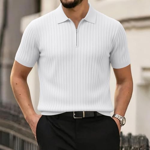 Polo tricoté homme à rayures verticales en coupe ajustée chic