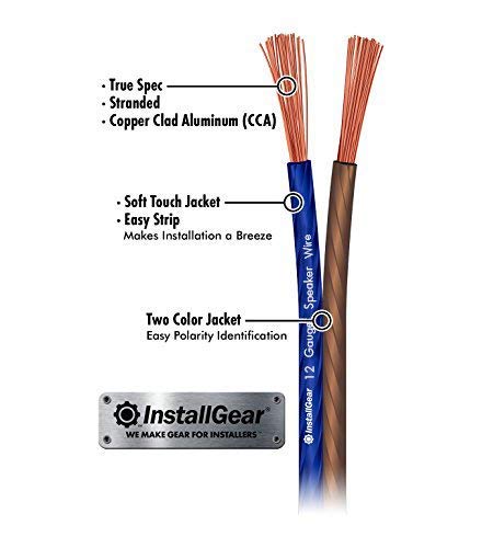 Installgear 12 Gauge Speaker Wire Awg (100Ft - Blue/Black) | Speaker Cable For Car Speakers Stereos, Home Theater Speakers, Surround Sound, Radio, Automotive Wire, Outdoor | Speaker Wire 12 Gauge #TOP1