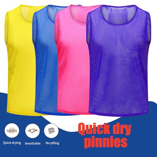 Image of 12 /24 /48Pcs Soccer Pinnies Youth, Scrimmage Team Practice Vests | Mesh Printed and Unprinted Numbers Team Pennies for Basketball Soccer Football Bibs Adults Kids