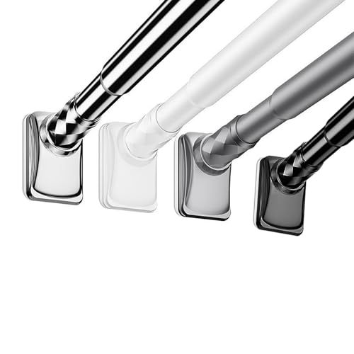 Barra de cortina de ducha ajustable de 40 a 500 cm, sin taladro, de acero inoxidable, antideslizante, extensible, ideal para baño, armario, ventana o puerta (SUS)