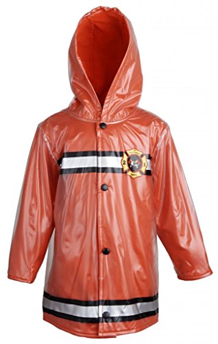 Baby Boys Waterproof Hooded Fleece Lined Firefighter Raincoat Jacket - Red (12 Months)