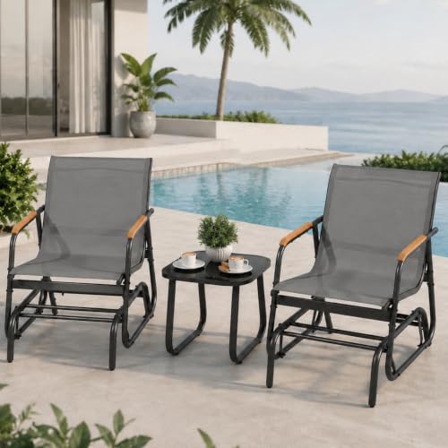 YITAHOME 3 Piece Patio Glider Set, Textilene Gliders Outdoor Furniture Grey by YITAHOME - Used condition - US$100.36