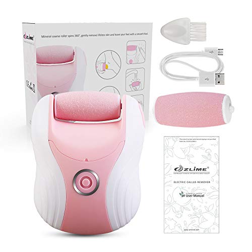 Foot File Electric Callus Remover Foot File Tool Pedicure Callus Shaver, Rechargeable with 2 Rollers Micro Pedi Foot Sander Heel Smoother Buffer (Pink)