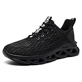TIANZEBEN Men's Running Shoes Slip on Gym Walking Sneakers Shock Absorbing Non-Slip Workout for Daily Wear, Casual Tennis Cushioned Shoe Breathable Knit Lightweight Black 8
