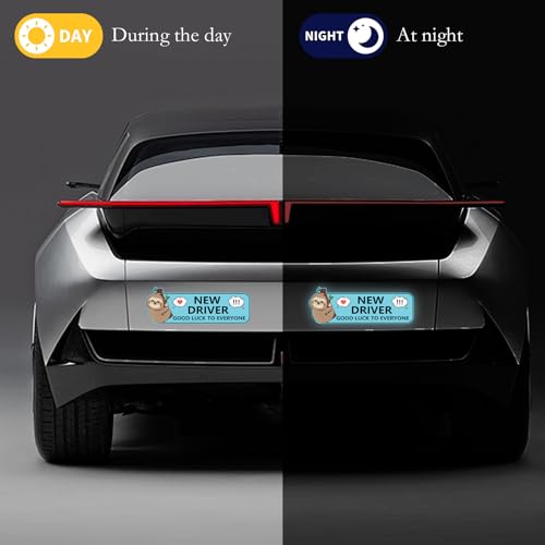 Image of 4Pcs Sloth Newbie Magnetic Student Driver Funny Car Sticker, Beginner Magnet Supplies for Car Student Driver Sign, Lovely New Driver Sticker Supplies Suitable for Keeping a Safe Distance on The Road