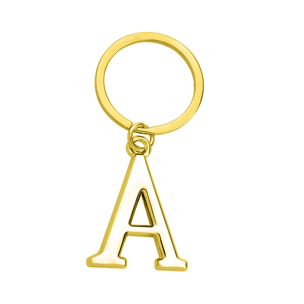 Rohans Keyring Letter - Initial Alphabet Key Ring Charm Silver and Gold (Gold, A)