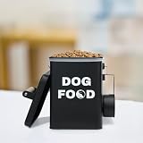 Set Von 2 Metall-Hundefutterbehältern-24,5x14,5cm&21,8x12cm, Schwarz Großer Niedliches Leckerli-Glas Mit Deckel, Inklusive Löffel und Hundespielzeug, Futterbehälter Haustiere Für Küchenarbeitsplatte