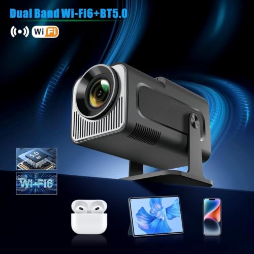 Image of Mini Projector with Wifi 6 and Bluetooth5.4, Portable Projector 4K Support, Android 14 Smart Proyector with 200ASIN & Auto Keystone, Alwtniet HY320 Mini Small Proyector for Bedroom, Movie, Outdoor for Kids and Adults.R2