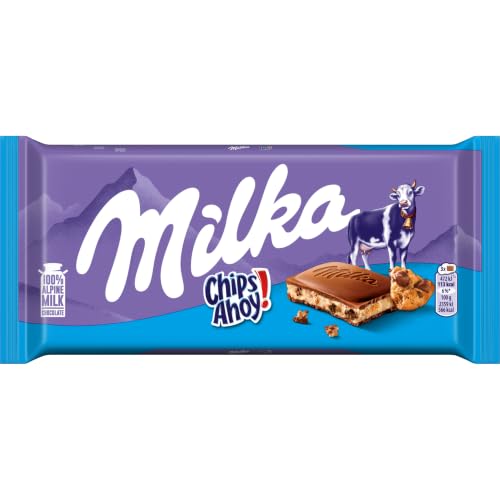 Milka Chips Ahoy! Tableta de Chocolate con Leche y galleta, 100g