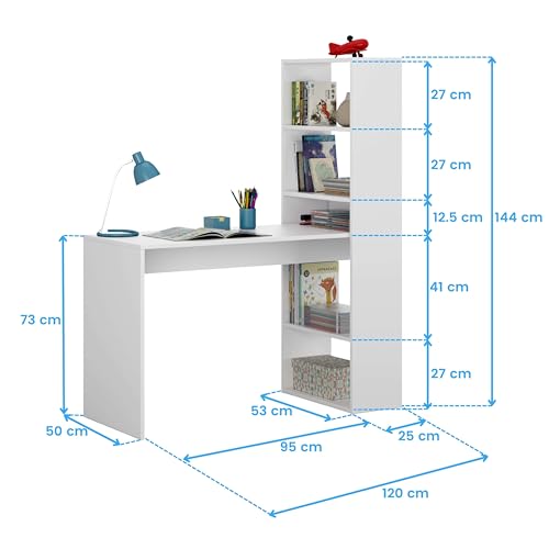 Miroytengo Pack Muebles Dormitorio Juvenil Completo en Color Blanco y Roble Claro Cama + Armario + Escritorio con Estantería. Incluye Somieres - imagen 6