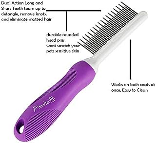 Detangling Pet Comb with Long & Short Stainless Steel Teeth for Removing Matted