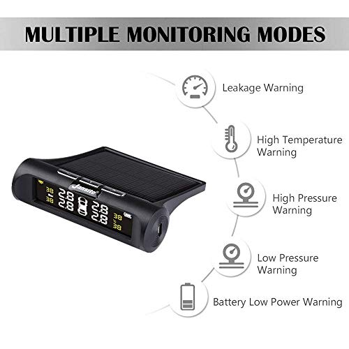 Tire Pressure Monitoring System, Tpms Tire Pressure Monitor System Colored Screen Universal Wireless Lcd Display Waterproof External Sensors Real-Time Detection Tire Pressure Temperature 0-62 Psi #TOP2