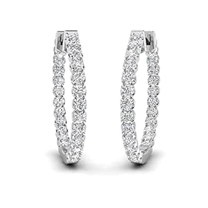 1/2 Carat LAB GROWN Round Cut Diamond U Prong Classic Hoop Earrings 10K/14K Gold LAB CREATED Diamond Inside Out Huggie Earrings For Women (0.50Ctw, F-H Color, SI1-SI2 Clarity)