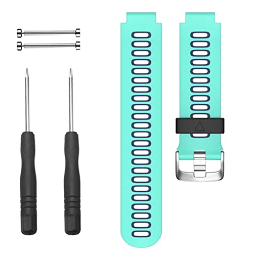 SCHIK Correa de reloj de silicona de 22 mm para Garmin Forerunner 220 230 235 620 630 735XT GPS correa de reloj deportivo con pines y herramientas (color: verde azulado, tamaño: 22 mm)