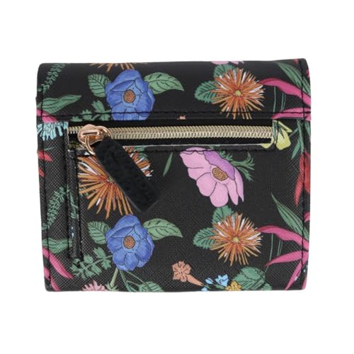 Julia Buxton Women's Stylish and Colorful Mini Trifold Wallet, Black Botanical3