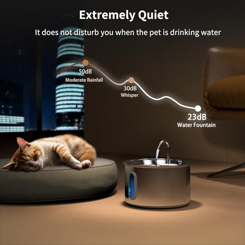 Stainless Steel Cat Water Fountain, Corded 3L/101oz Pet Water Fountain, Dog Waterer with Quiet Pump and 4-Layer Filtration for Cats and Dogs - Image 3