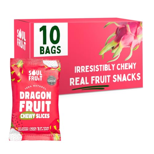 Soul Fruit - Dried Dragon Fruit – No Added Sugar – 100% Dried Fruit Snack - High In Fibre - Low Calorie Snacks - Lunchbox Snacks – Gluten Free - Healt
