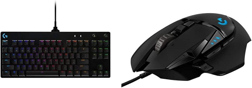 Logitech G Pro Mechanical Gaming Keyboard Qwertz, Ultraportable Design without Numeric Keypad & 02 HERO High Performance Wired Gaming Mouse, HERO 25K Sensor, 25,600 DPI, RGB, Black