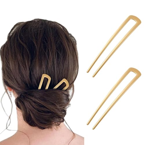 2 pinos de cabelo em forma de U, garfo de cabelo de metal, palitos de cabelo vintage, alfinetes de c