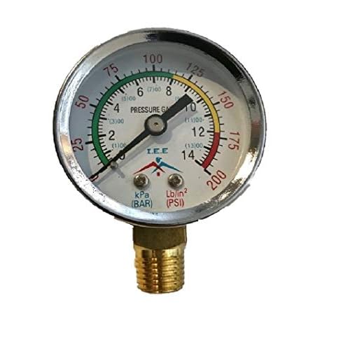 Air pressure gauge for air compressor water oil gas 2" dial Side mount 1/4" npt 0-200 with Color Zone