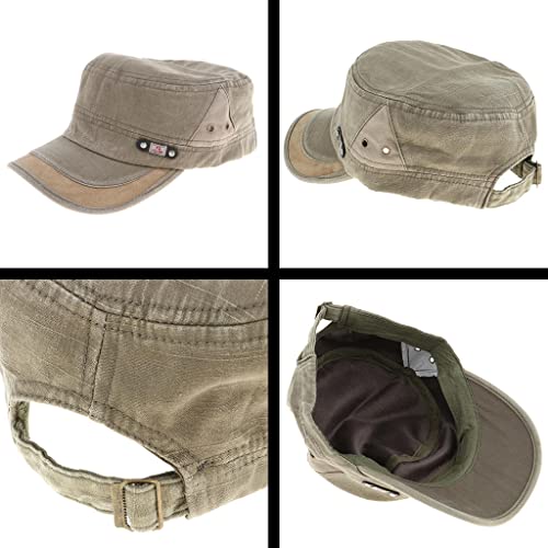 Bonarty Boné masculino feminino lavado Cadet Military Sailor liso de algodão azul-marinho, Verde mil