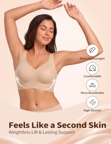 Image of PoseFree Jelly Bras for Women, Wireless No Underwire, Full Coverage Support