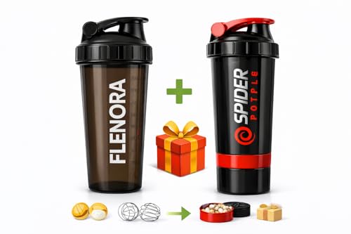 Image of Buy One Get One Free - Protein Shaker Bottle 700ml with Mixer Ball & Leakproof Lid | Gym, Sports & Fitness Shaker for Protein Shakes, Smoothies & Pre-Workout (Jet Black Combo)