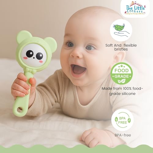 Image of THE LITTLE LOOKERS Teether for Baby | Musical Rattle Teethers for 3 to 24 Months | Silicone Rattle Teether | BPA-Free for Easy Teething | Jhunjuna, Baby Feeding Toys (Green)
